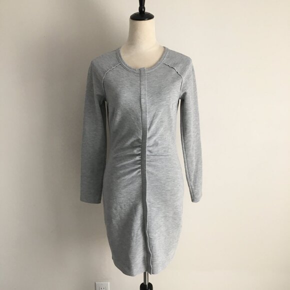 REISS Gray ASTRID Ruching Long Sleeve Hidden Zipper Dress - Picture 7 of 16